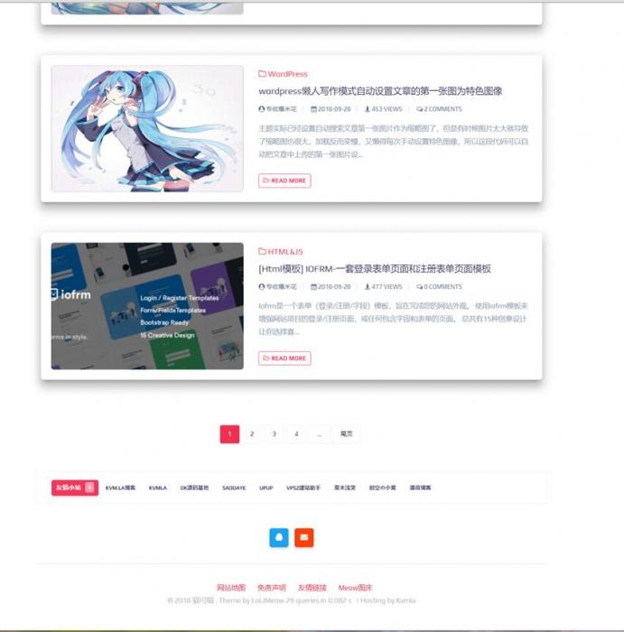 wordpress响应式猫可喵lolimeow,可做个人博客主题模板-星来资源网