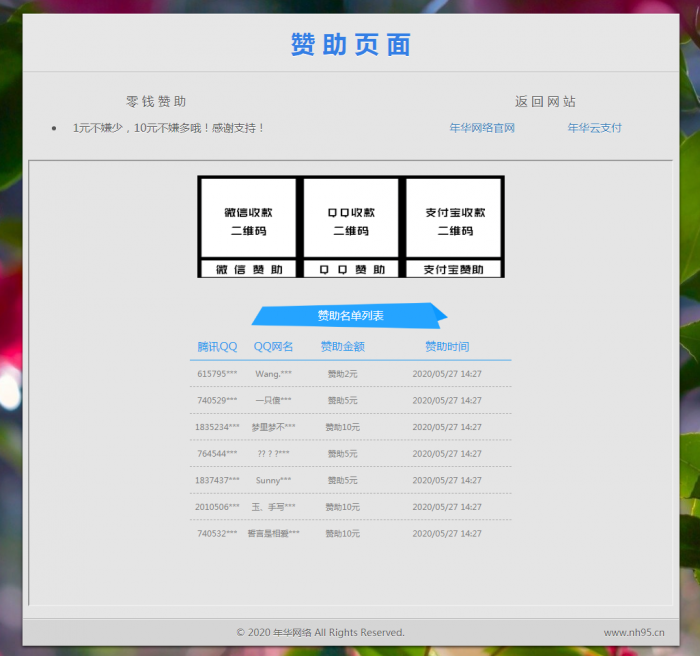 漂亮的赞助打赏单页HTML源码-星来资源网