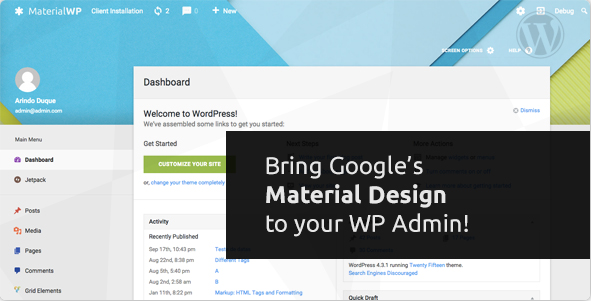 WordPress插件-Material WP V0.0.52汉化版已更新-倾尘SEO 更改WordPress管理界面 Material Design RTL支持-星来资源网